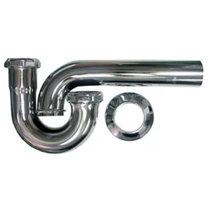 1.5 inch OD Chrome Plated Brass Kitchen Drain P Trap with Flange