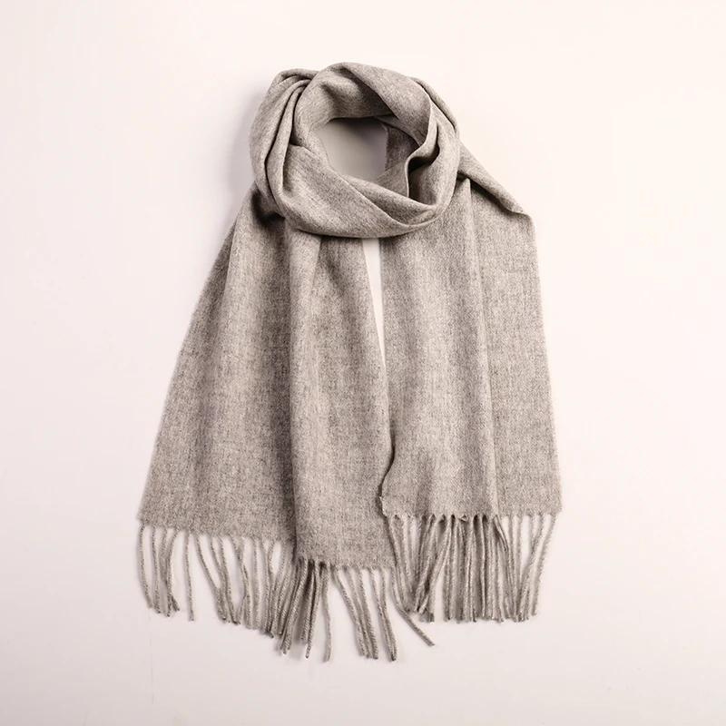 Solid Color 100 Pure Cashmere Woven Scarf Tassel Women Cashmere Muffler