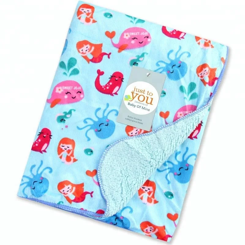
Wholesale Kids Carton Printed Plush Fleece baby animal Blanket 