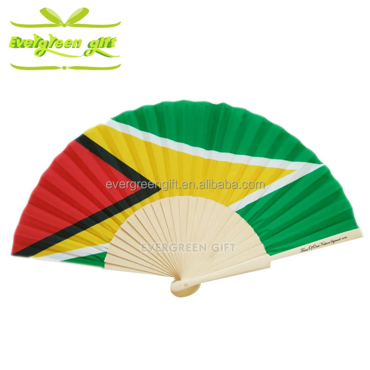 custom design different 9inch wooden handle fabric fan