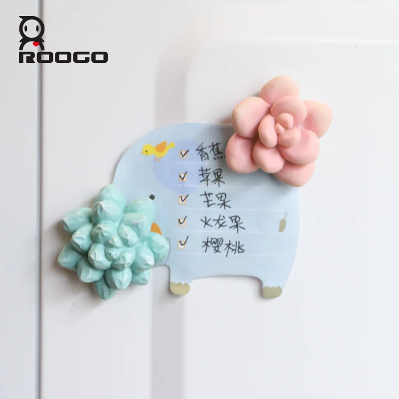 Roogo Resin Succulents Plant Flowers Fridge Magnet 3D Sticker