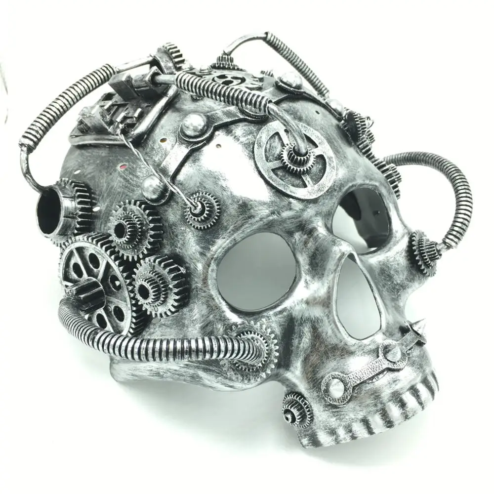 Steampunk Halloween Cosplay Skull Mask with Spikes Rivets Eyelets Punk Decorations Party Supplies