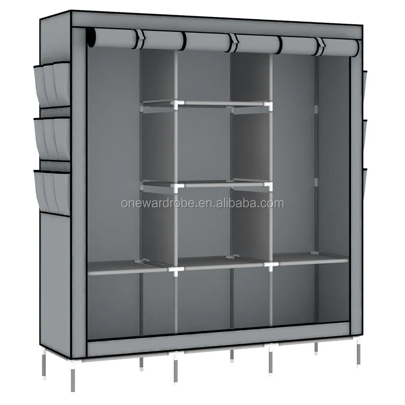 Huge size with side pockets non-woven fabric portable wardrobe