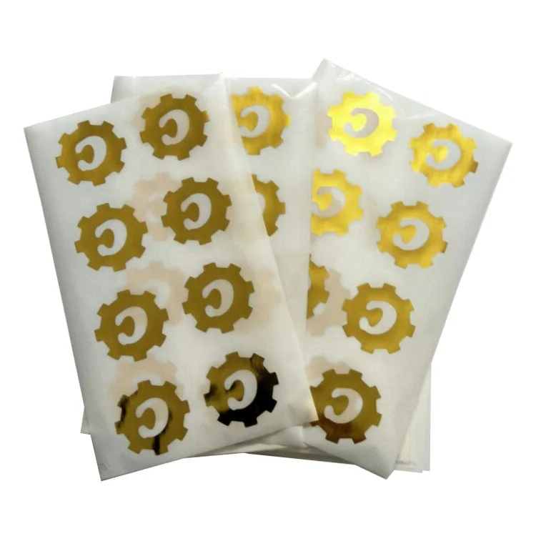 
Custom Transparent Gold Foil Stickers Clear PVC Sealing Vinyl Labels 