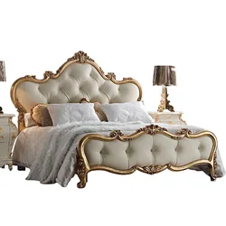 1.8m American style Romantic  Princess bed in  Solid Wood Leather new classical  royal luxury 5 star hotel furniture