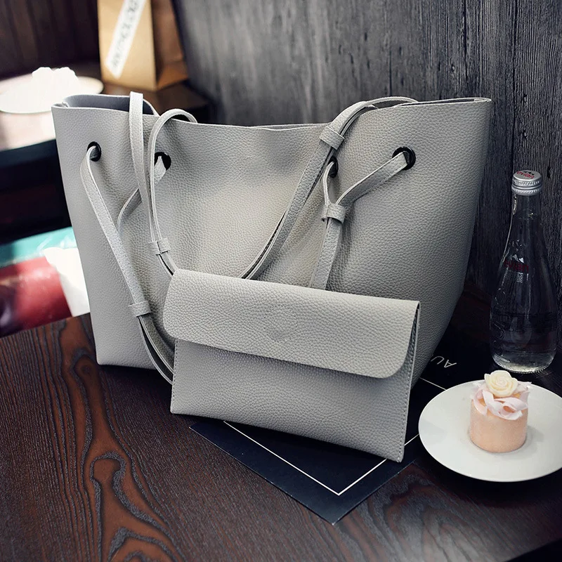 
2017 Wholesale lady bags women handbag 2 pcs sets bag wholesale women tote bag 