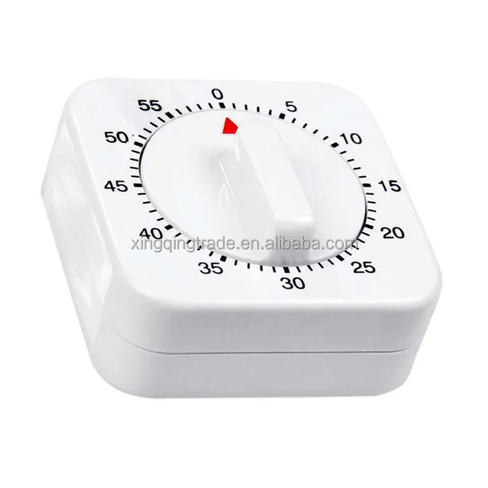 60 Minutes Kitchen Timer Count Down Alarm Reminder White Square Mechanical Timer for Kitchen