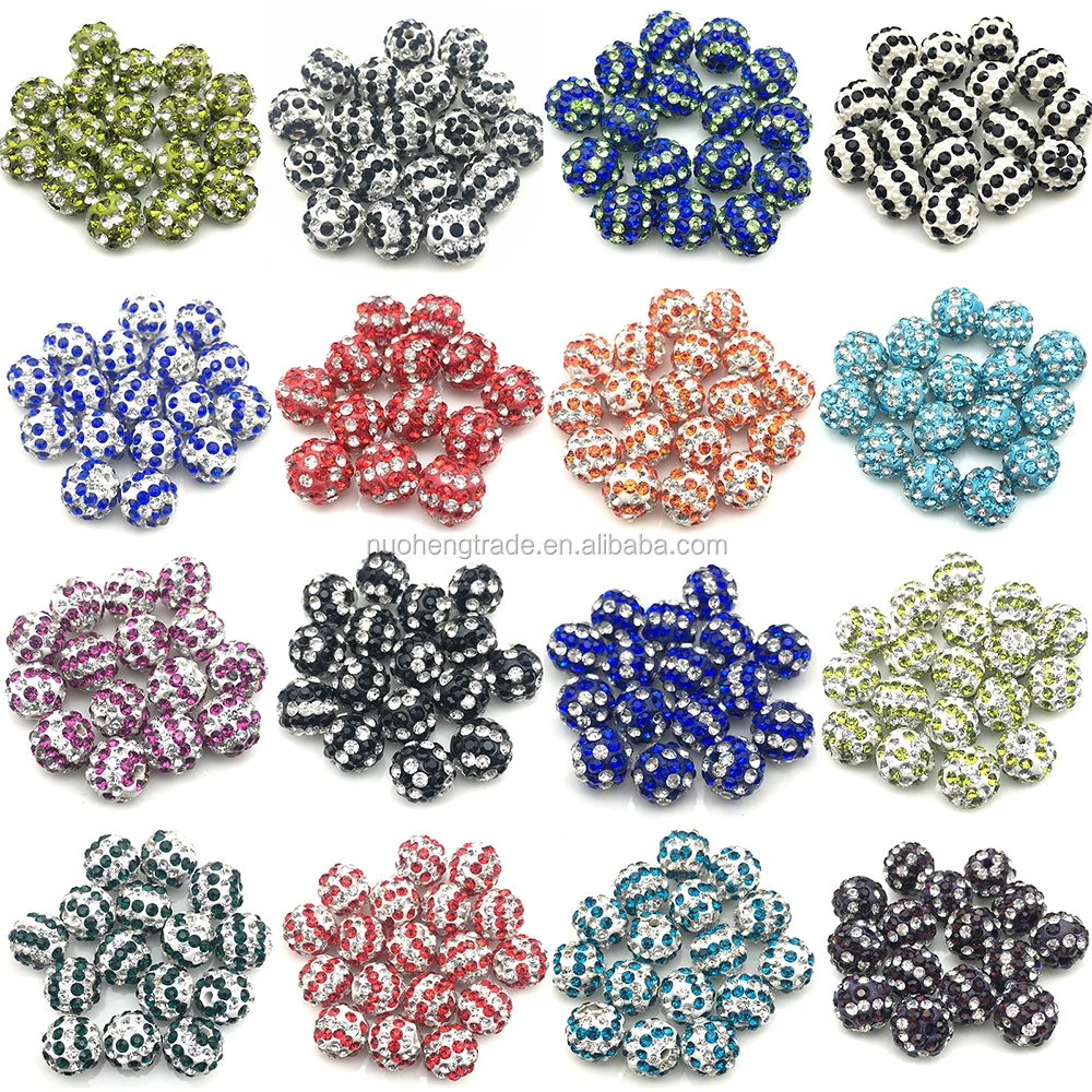 6mm/8mm/10mm/12mm/14mm Diamond CZ Pave Clay Beads For Bracelet Spacer