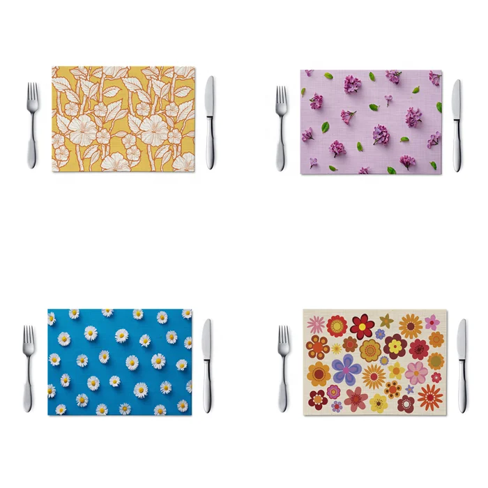 Fashion Customized Waterproof Fabric Placemats Sublimation Print Dining Table Place Mats