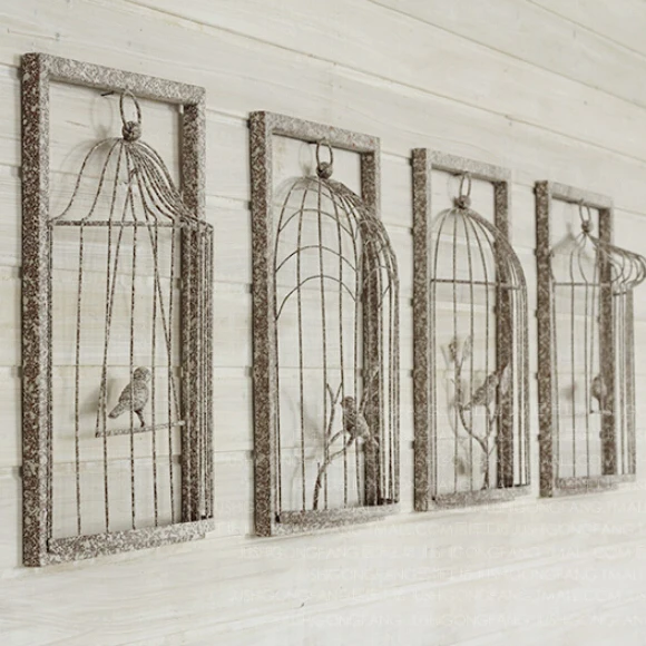 Vintage Home Decor White Birdcage Wall Art Iron Ware Vintage Home Decor White Birdcage Wall Art Iron Ware