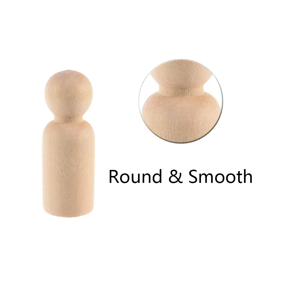 DIY craft unpainted custom natural wood Paint Set Unfinished Peg Doll