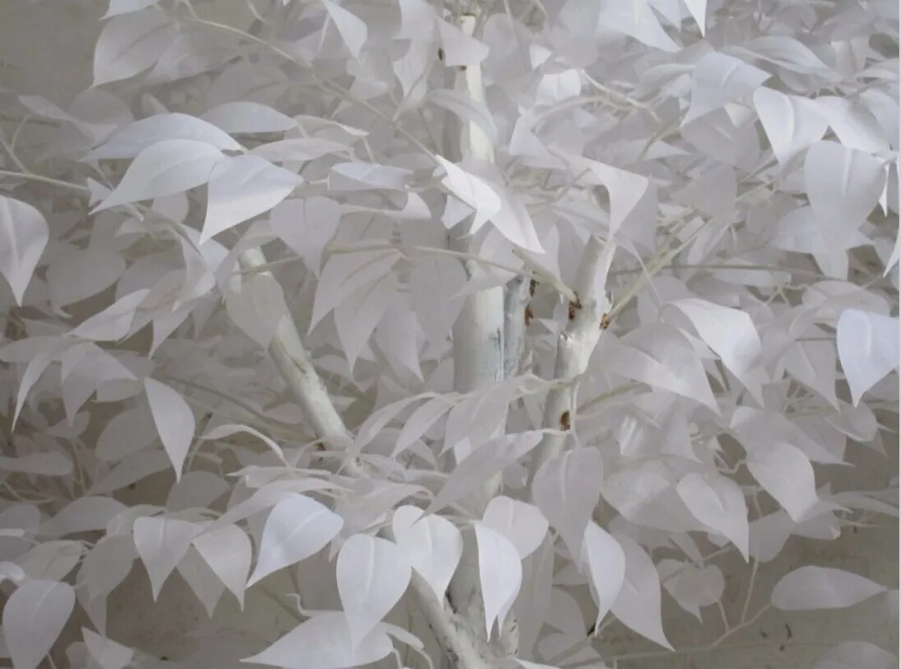 Artificial mini banyan tree bonsai with white leaves