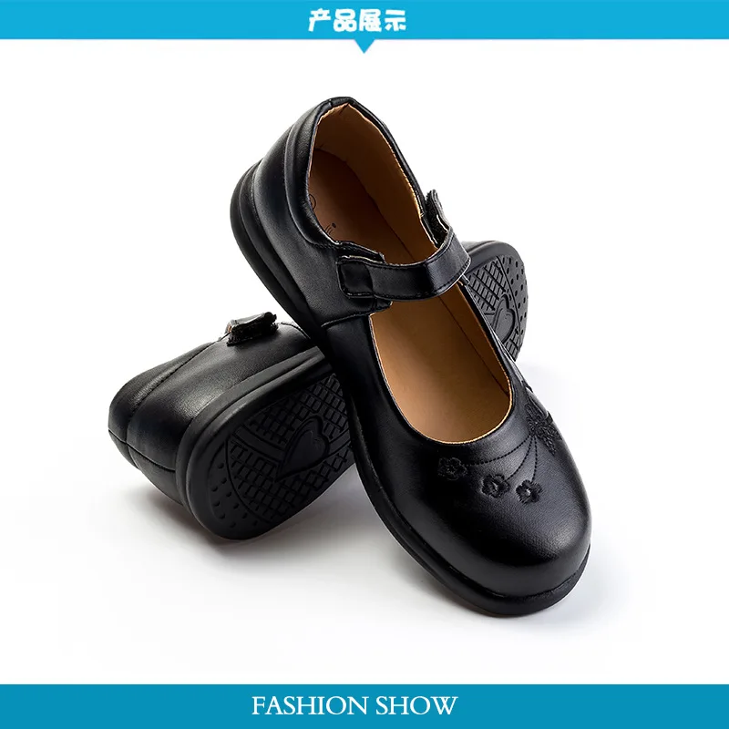 
Student campus uniforms girl shoes black children flower girl shoes 