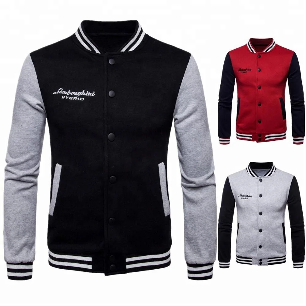 Long sleeve korean fashion varsity jacket embroidered letters baseball jackets for men
