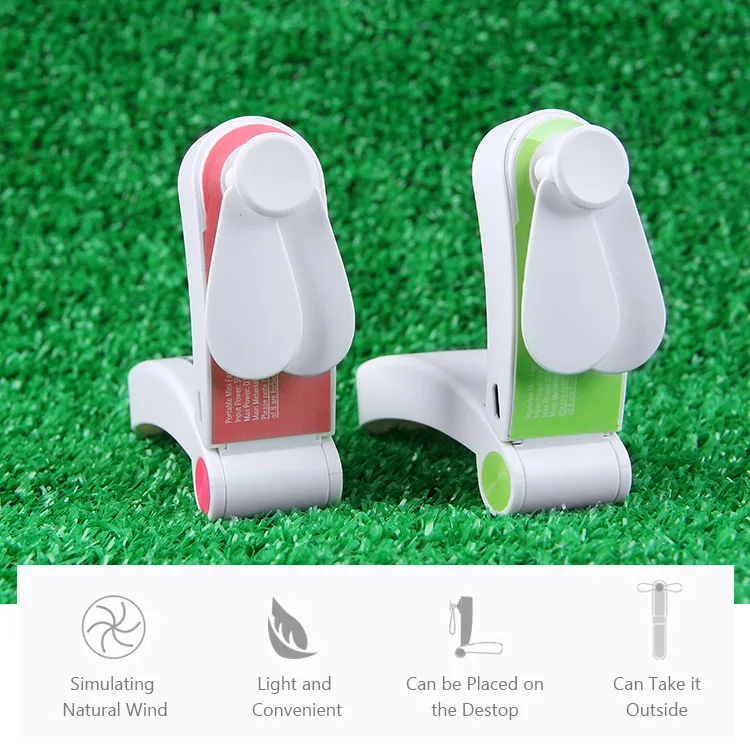 Портативный ручной мини-вентилятор на батарейках с 2 скоростями