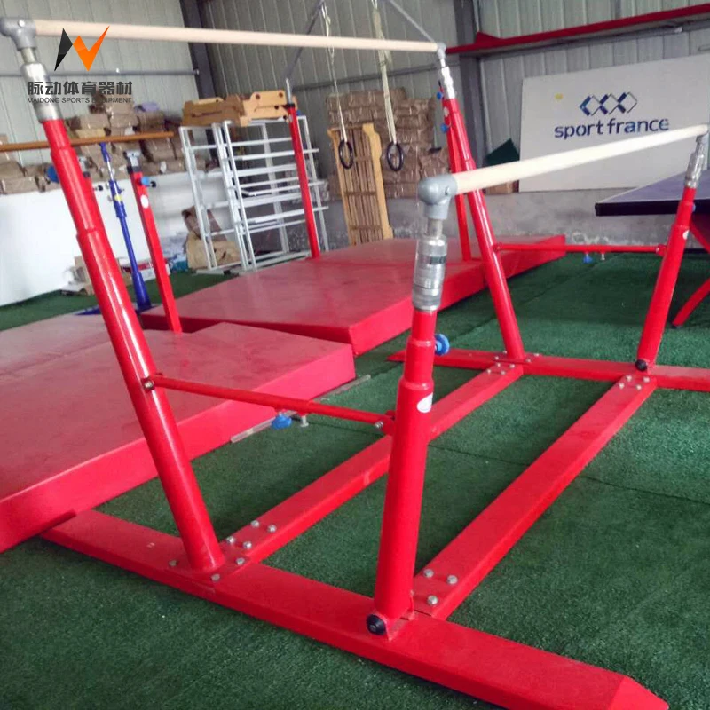 Kids cheap gymnastic bars uneven equipment with mat for sale