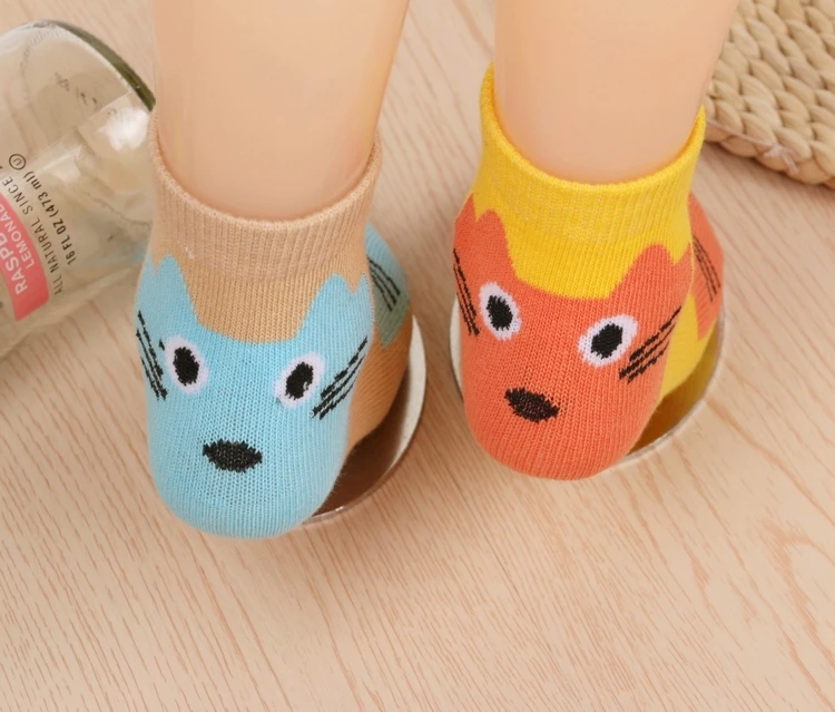 Милые модные носки с котом медведем нескользящим рисунком