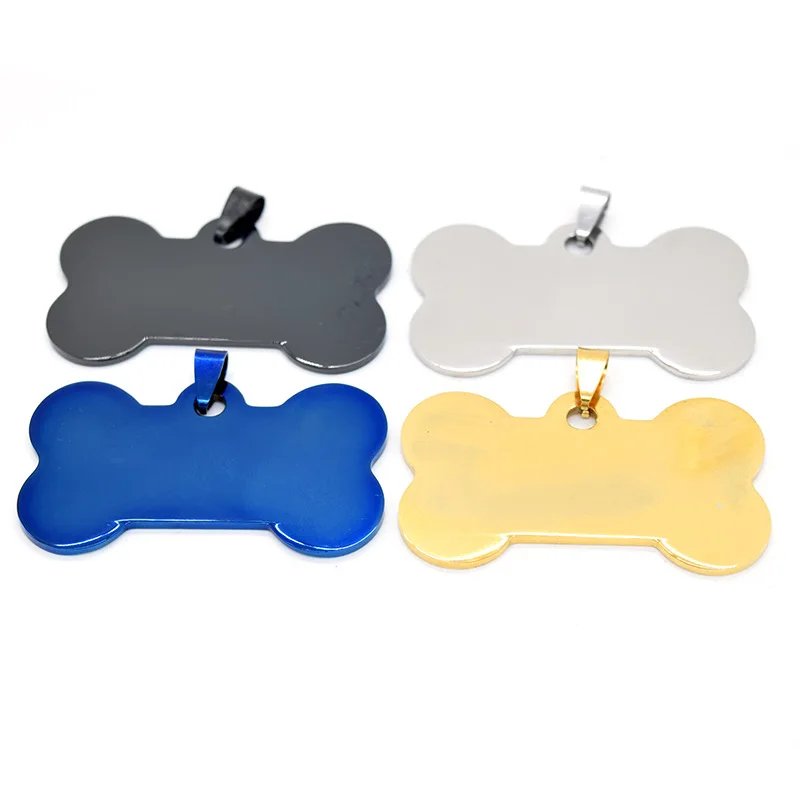 
china manufacturer bulk custom metal engraver blank bone shape silicon id chain necklace dog tag 