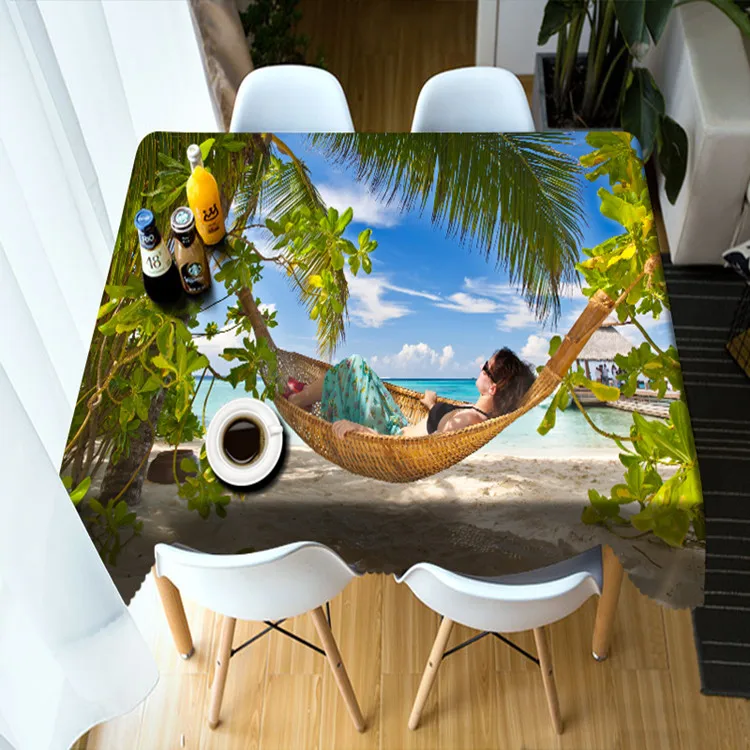 
Beautiful Fancy European Landscape Design Dining 3D Digital Printed Table Cloth 