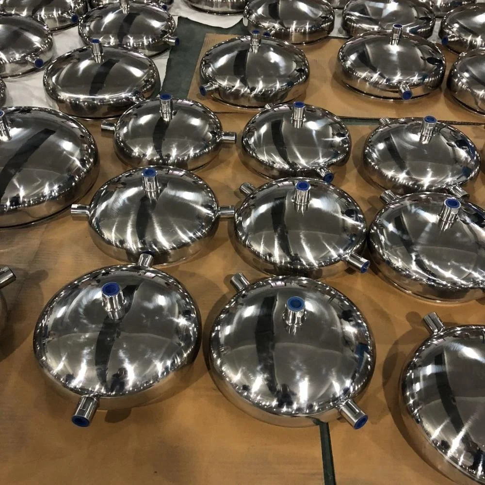 Stainless Steel TriClamp Jacketed Columns With Welded Rounded Bottom Base with female threaded port