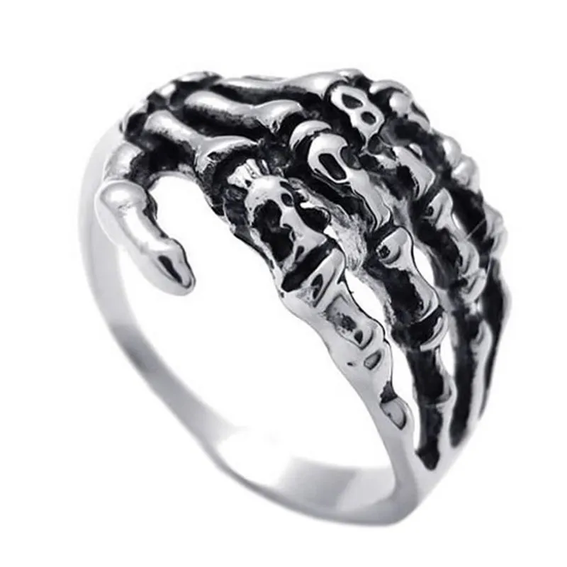 Sirius Mens Biker Tribe Gothic Stainless Steel Skull Skeleton Bone Hand