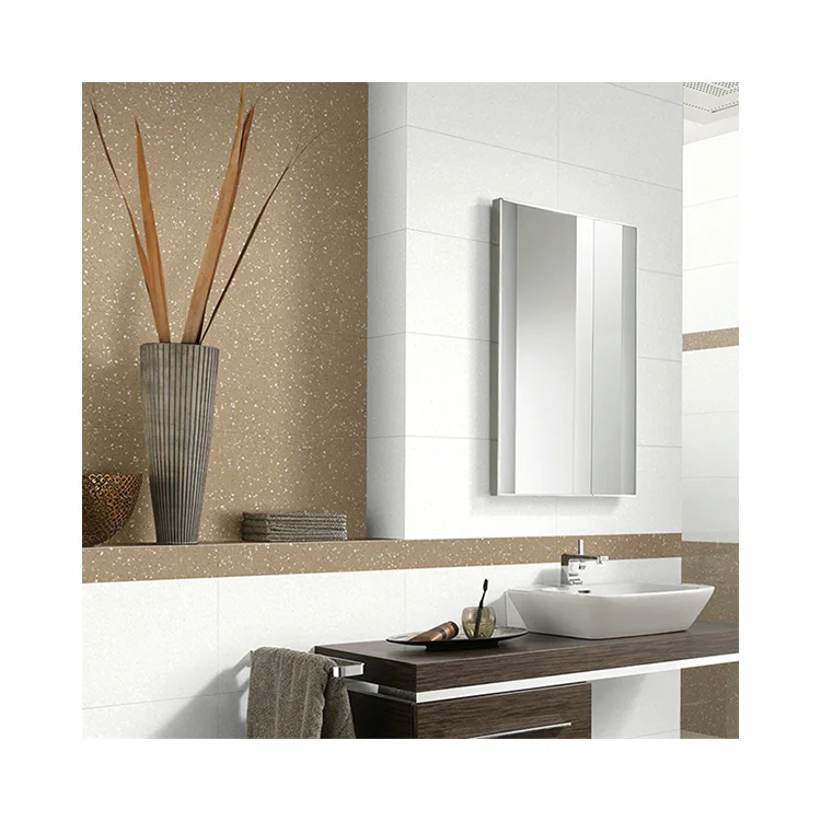 Interior bathroom wash basin mirror wall white ceramic tile 30x60