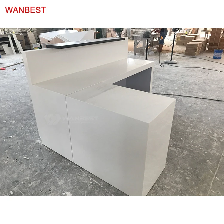 Hot Sale Acrylic White Office Furniture Clinic Restaurant Standing Reception Desk Cashier Counter