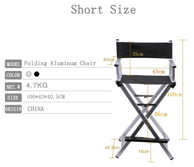 Top quality folding aluminum chair for make up