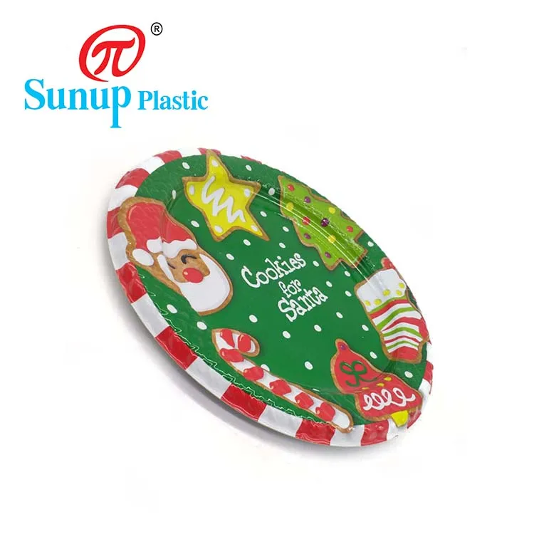 Healthy Disposable Plastic Dinner Disc Plate in Santa Claus Pattern for Dishes & Plates