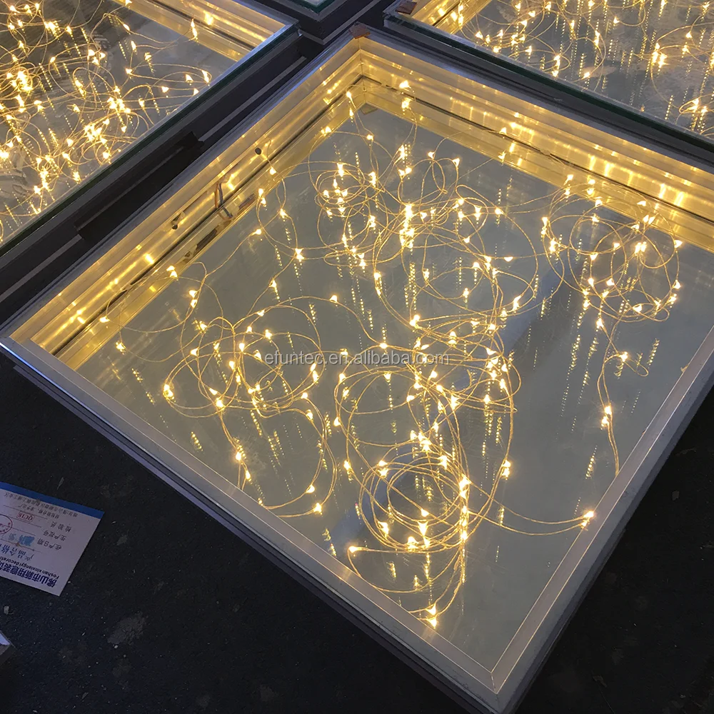 DMX golden mirrored led lighted infinity dance floor China buy disco dance floor