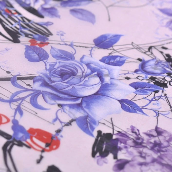 14mm 100% silk  digital print satin organza silk fabric
