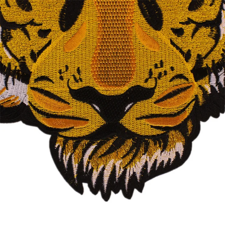 Wholesale Custom Glue Embroidery Vivid Large Tiger Patch for Clothing