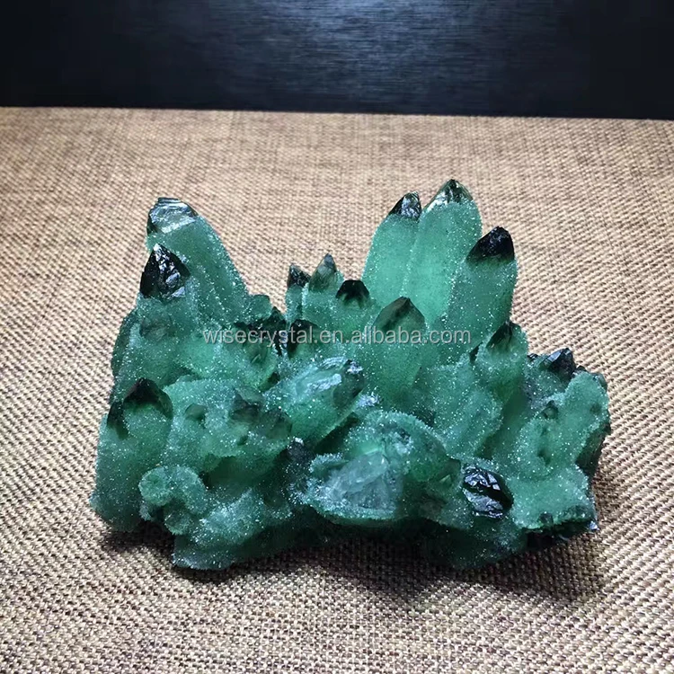 Natural Green Crystal Cluster Skeletal Quartz Point Wand Mineral Healing Crystal
