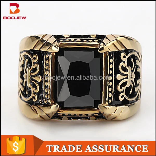 Roman Stainless Steel 18 k gold plating turkish gemstone finger ring wholesale