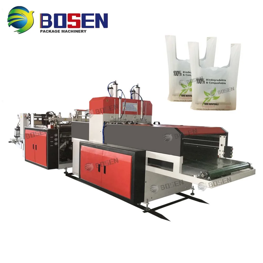 Plastic shopping bag making machine/HDPE Vest T-shirt shopping bag making machine/cold cutting hot sealing