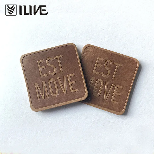 Custom hot stamping brand logo decorate original leather patch for garment