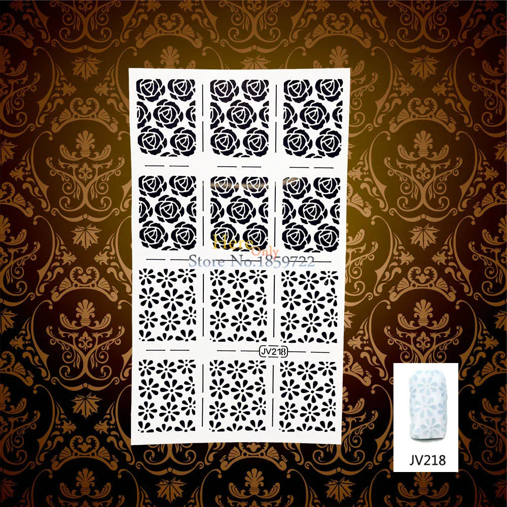 1 Sheet 3D White Hollow Out Nail Art Polish Aribrish Rose Flower Pattern Manicures Tips Guide