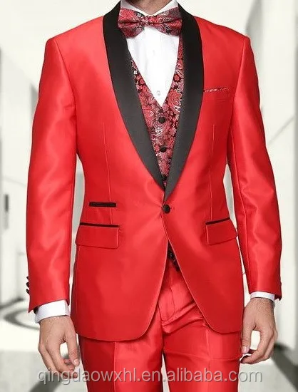 New design wool silk royal red dancing suits man 3 piece