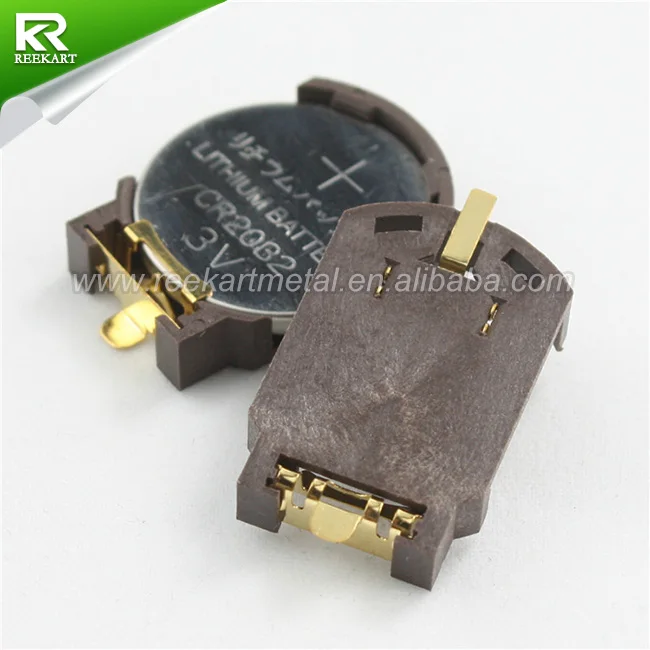 3V Gold plated SMT CR2032 button cell battery holder