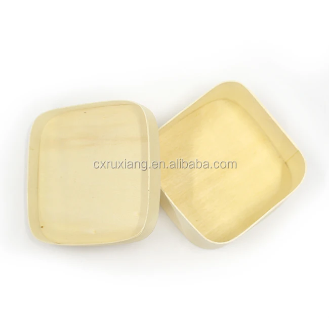 Square shape wooden round cheese gift storage organizer box with cover