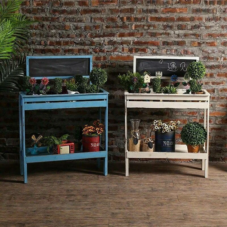 
American style multilayer white folding solid wood flower shelf 