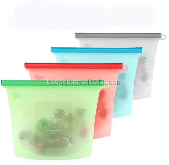 4 Packs Reusable Silicone Food Storage Preservation Bags