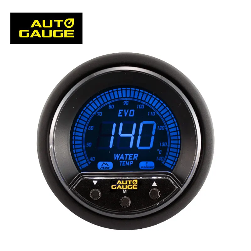 52mm Taiwan LCD Screen Auto Car Part Water Temperature Gauge with warning peak