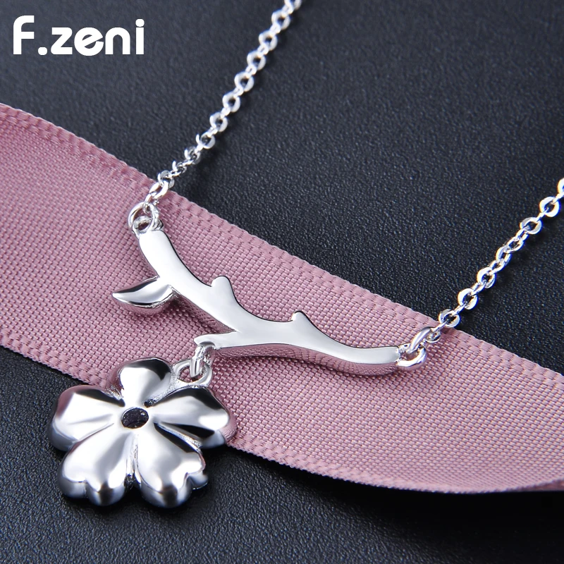 925 Sterling Silver Statement Women  Jewelry, 18k White Gold Plated Custom  Fashion Tassel Flower Pendant Necklace