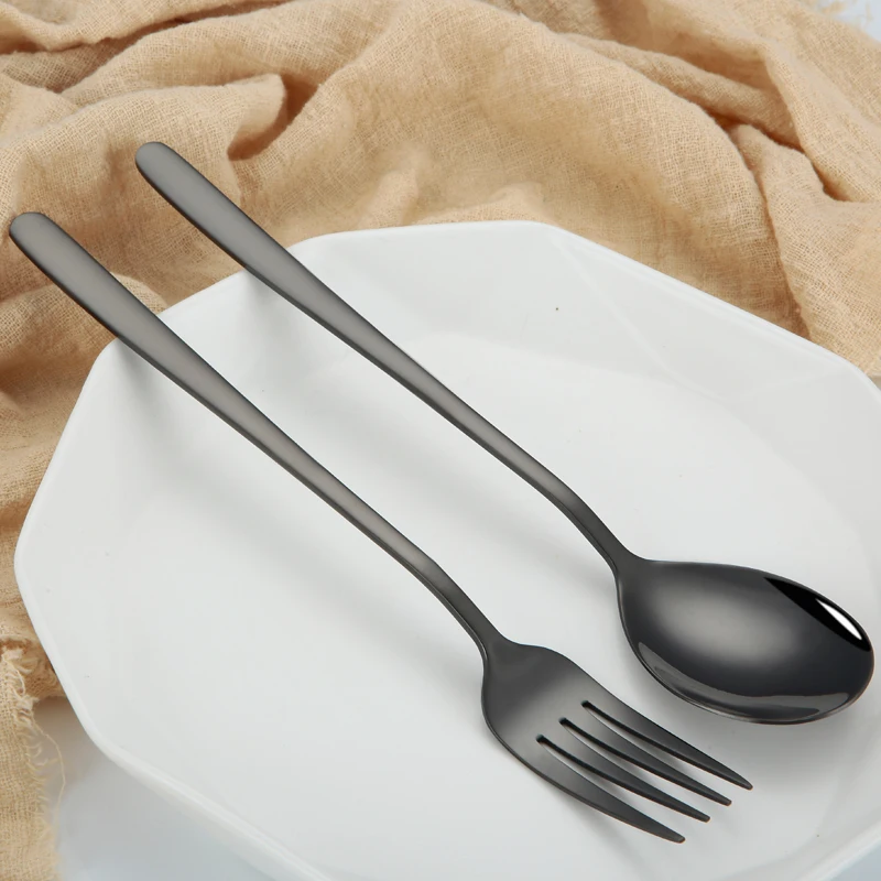 
Titanium-Plated Metal Fork Spoon Korean type Stainless Steel cutlery 