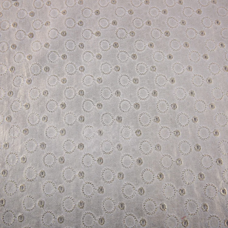 White soft woven plain lurex foil cotton dress embroidered fabric by the yard for garment