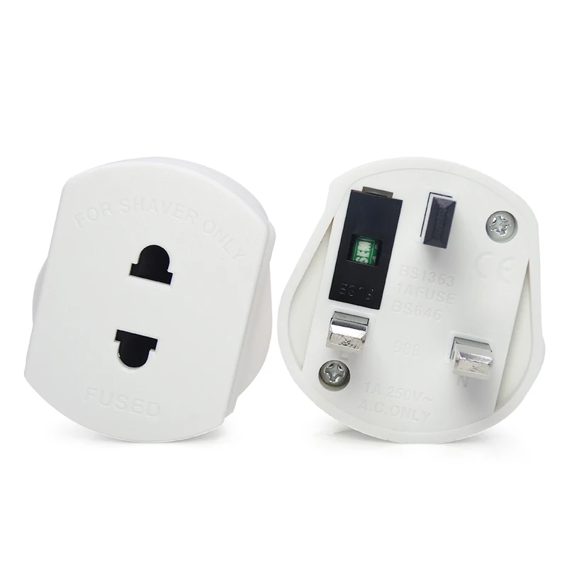 (Goods in stock)shaver only plug euro to UK plug adaptor white fire retardant V0 grade ROHS material