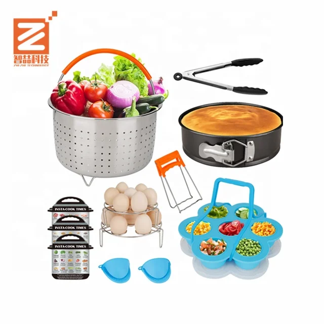 Набор аксессуаров для кастрюль мгновенного приготовления, подходит для 5,6,8Qt-с корзиной для отпаривания овощей, антипригарная сковорода Springform, полка для отпаривания яиц,