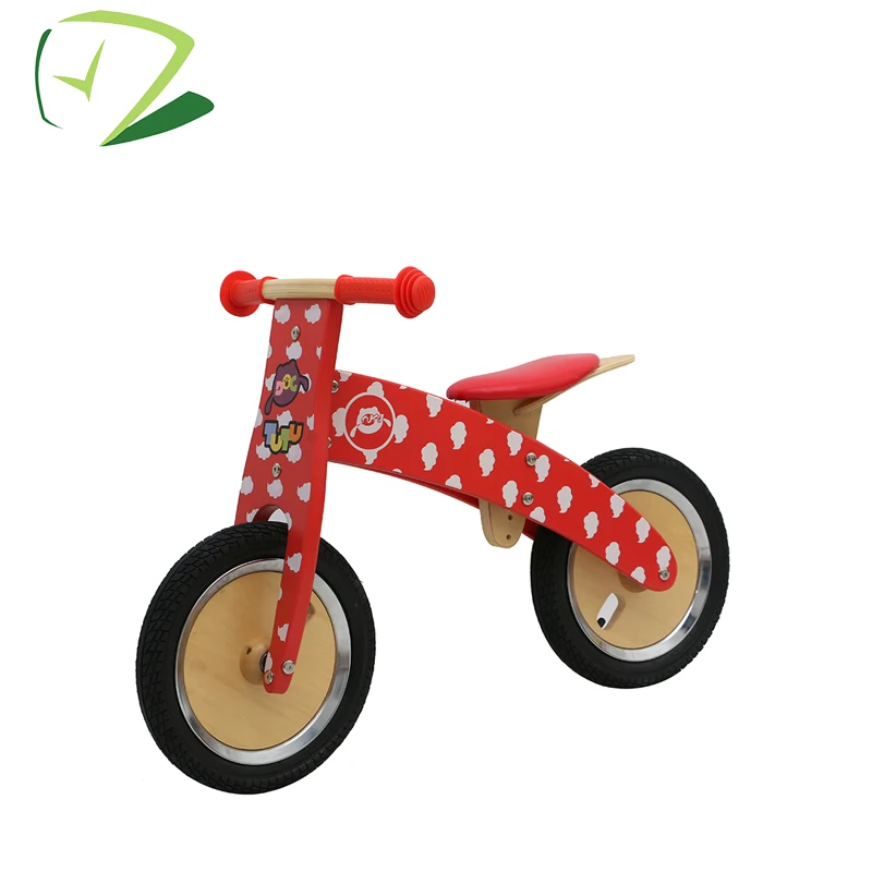 
Red kids balance running wooden bicycle for exercise balance ability 