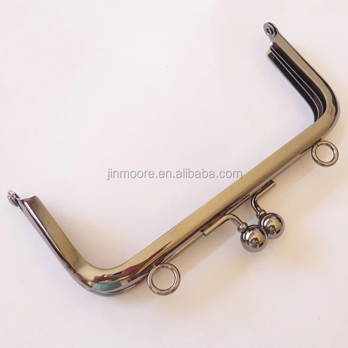 Nickle Free Gunmetal Metal Clutch Purse Frame With Chain Loops